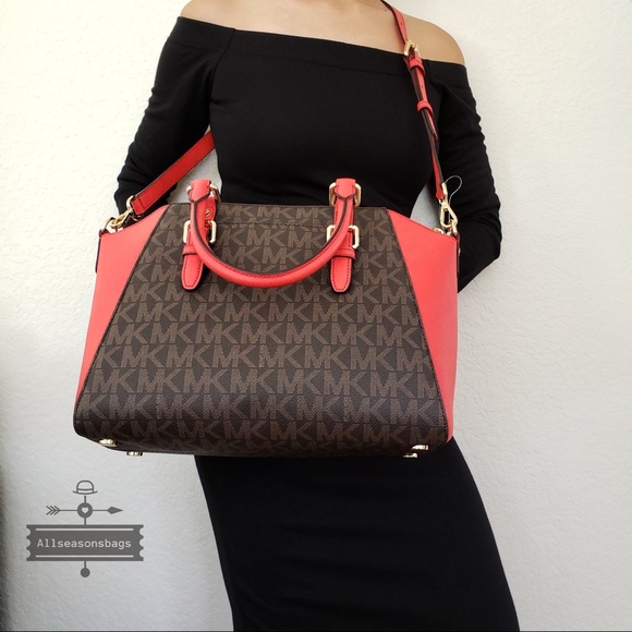 NWT MICHAEL KORS CIARA LARGE SATCHEL SANGRIA BROWN - Picture 7 of 8